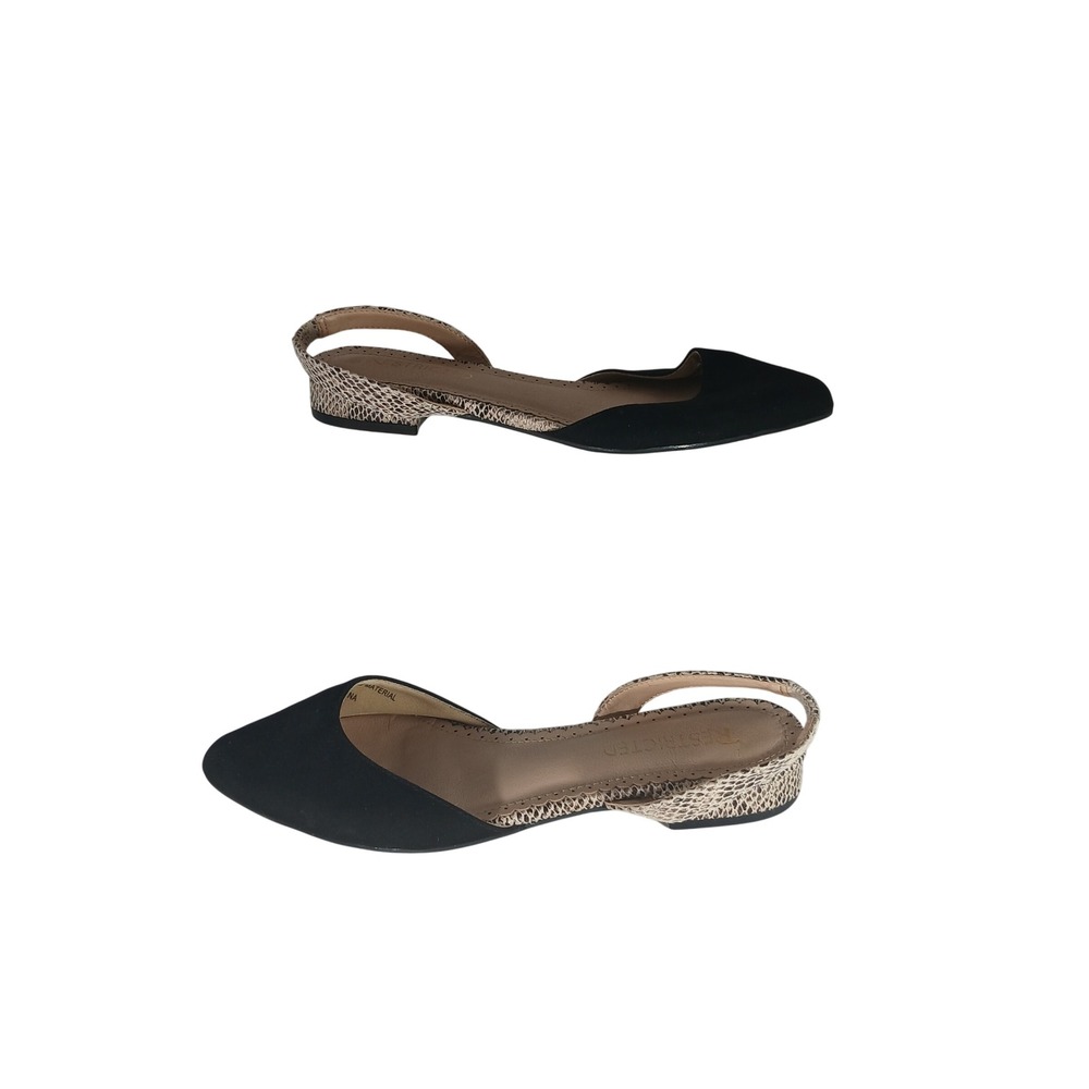 Restricted Slingback Flats 7‎ Black Snakeskin Office Chic Dressy Shoes